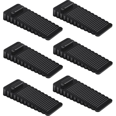 Cale Porte PVC 6 Pièces, Bloque Porte Sol Réglable en Hauteur et Empilée, Arrêts de Portes pour Portes et Sols de Divers Matériaux - Noir (1/5)
