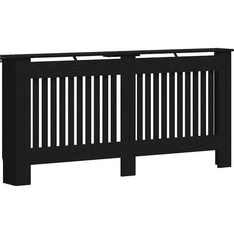 Cache-radiateur en bois d'ingénierie 172 x 19 x 81 cm avec étagère décorative style moderne en chêne noir (1/5)