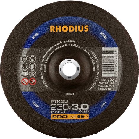 Disque à tronçonner FTK33 acier Rhodius - 230 - 3 - 22,23 - 42-déporté