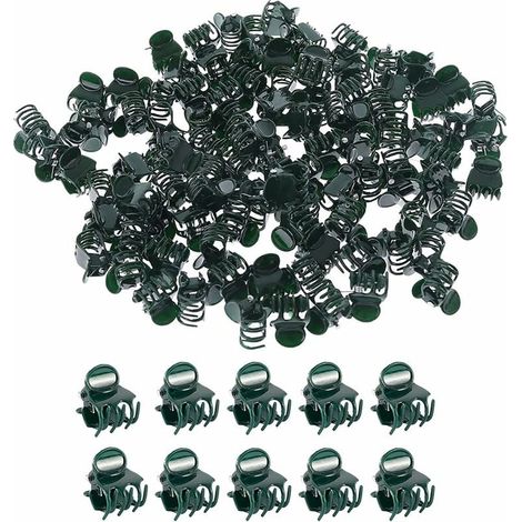 Lot de 100 pinces à plantes, plastique léger, imperméable, support tiges fleurs, jardin intérieur extérieur (1/5)