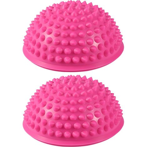 Boules De Massage Demi-Rondes En Pvc Pour Yoga Et Fitness - Soulagement Musculaire - Lot De 2 Roses (1/5)