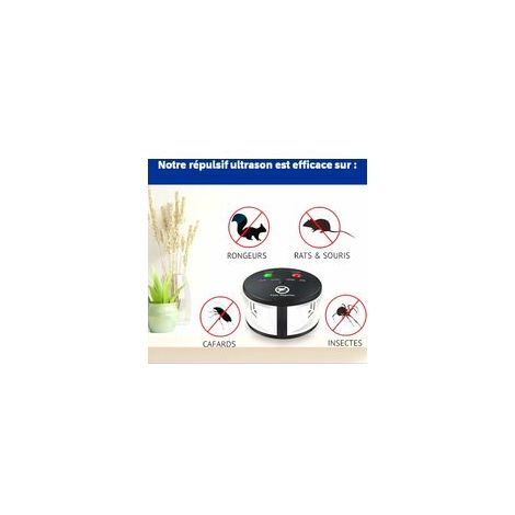Répulsif ultrason 360° anti rats, souris, rongeurs, cafards et insectes. Fréquences variables puissantes, une portée de 550 m2. Solution Écologique Efficace anti-nuisibles sans produits
