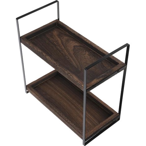 Étagère de Rangement Style Moderne Salle de Bain en Bois et Fer 2 Niveaux pour Maximiser l'espace Vertical et Rangement Cuisine ou Salle de Bain (1/5)