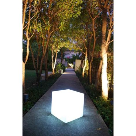 Cube lumineux tabouret filaire pour extérieur LED - LUMISKY - Carry W40 - Blanc - 10W - Hauteur 40cm (1/4)