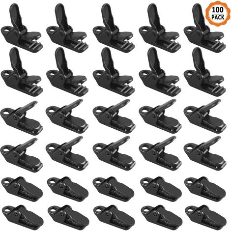 GROOFOO 100-piece tarpaulin clips tente, clips de tente en plastique, clips de bâche noir pour les tentes de camping, activités de plein air, 3,2 x 1 x 1,3 cm (1/5)