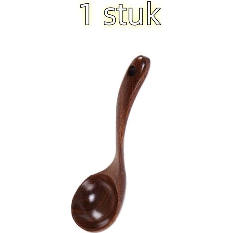 Cuillère à soupe en bois à long manche pour soupe bouillie et usage domestique 23,5 x 6,8 cm marron foncé (1/5)