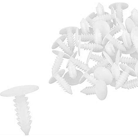 A Boulon Rivets 5mm Trou Diamètre Fixation Clips Plastique Blanc (Ensemble de 40) (1/4)