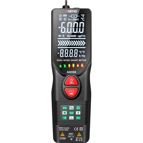 Multimètre professionnel 6000 points, voltmètre AC/DC motorisé, détecteur d'ohms