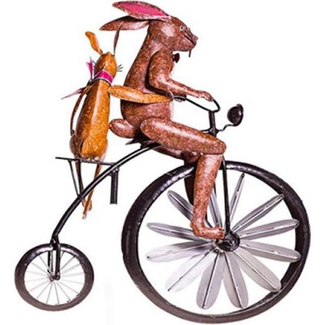 Vent Animal Moulin à Vent Bicyclette Vintage en Métal Spinner Cour Décor
