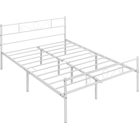 Homevive Cama Hierro para colchón de 135 x 190 cm Cama Metálica Cama Doble Industrial Estructura Metal Blanco (1/5)