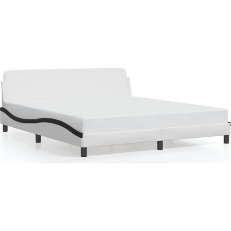 Lit double,Lit adulte,Cadre de lit Dover blanc et noir 180x200 cm similicuir CFW5592233 (1/5)