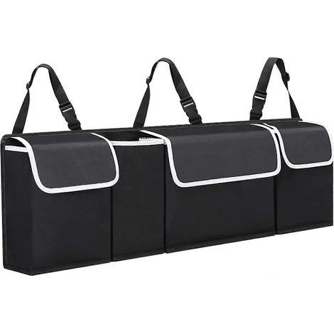 Organisateur de coffre de voiture avec différents types de sacs, pouvant contenir divers objets, grande stabilité, sangles à boucle réglables pour un ajustement parfait, gardez votre voiture bien rang (1/5)