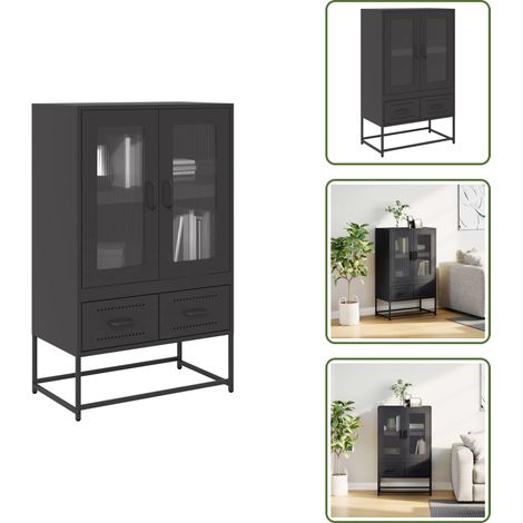 Buffet haut noir 68x39x111,5 cm acier - Buffet - Buffets - Armoire - Armoire Latérale (1/5)