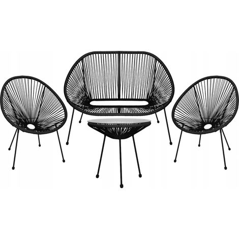 SET DI MOBILI DA GIARDINO DIVANO TAVOLINO POLTRONE TECHNORATTAN COMPLETO ACAPULCO