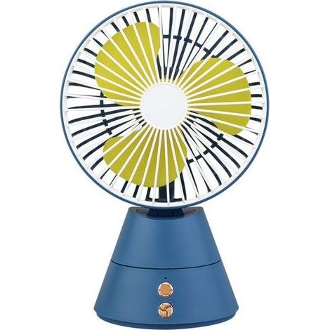 Ventilateur de bureau oscillant USB - bleu, rechargeable, convient aux chambres d'étudiants, aux tables de chevet, aux petits bureaux, etc.
