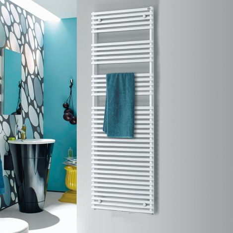 Seche-serviette electrique 1000W fluide caloporteur 35 tubes droits acier blanc 1731x501mm thermostat Timermemo FORMA SPA (1/2)