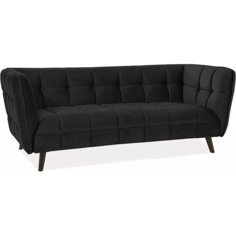 Canapé 3 places design velours noir Compi (1/4)