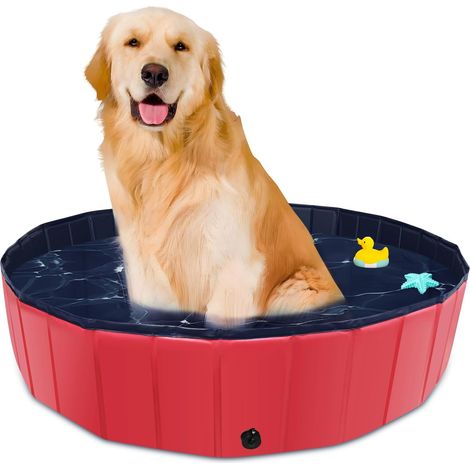 Piscine Pliable surdimensionnée en Plastique Dur Portable pour Chiens, Chats et Enfants, Animaux domestiques, Chiot - 100 x 30 cm - Red (1/5)