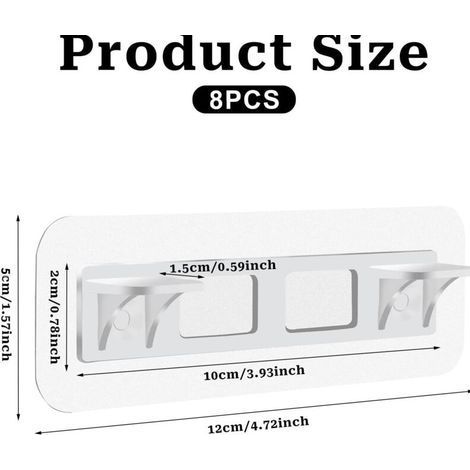 Lot de 8 supports d'étagère auto-adhésifs, sans perçage, conception renforcée (1/4)