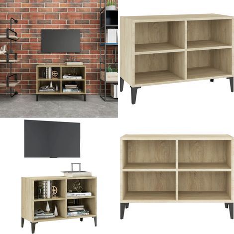 TV-Schrank mit Metallbeinen Sonoma-Eiche 69,5x30x50cm - Holzschrank - Metallbeine (1/5)