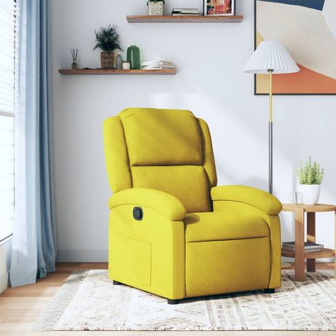 Vidaxl – Fauteuil inclinable jaune en velours – Inclinaison manuelle 135° – Large accoudoirs rembourrés – Dimensions 71x86,5x99,5 cm