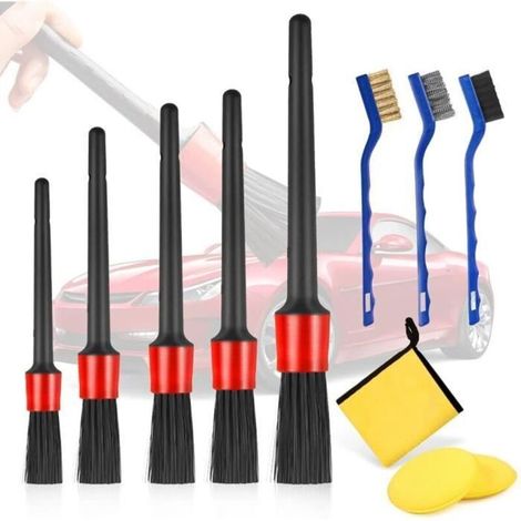 Pinceau à Détail de Voiture,Brosse Nettoyage Voiture,11pcs Kit Nettoyage,Brosse Jante Voiture,Pinceau Poussiere Ordinateur (1/4)