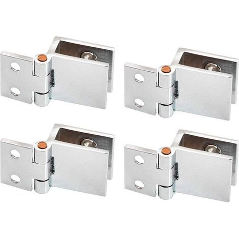 Charnière pour porte en verre sans perçage – Lot de 4 fixations en alliage, épaisseur verre 5–8 mm (1/5)