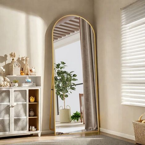 Stehspiegel - TANANT - 165x60cm - Aluminiumlegierung - Sicherheitsglas - Farbe Gold und Schwarz