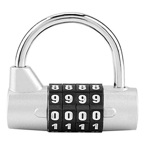 Cadenas à combinaison de code à 4 chiffres, cadenas casier de gymnase, verrou de sécurité par mot de passe pour salle de sport, école, valise de voyage pour employé(Silver) (1/5)