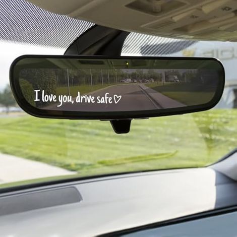 Lot de 3 autocollants de rétroviseur I Love You Driving Safe en vinyle découpés sous pression pour bouteille d'eau, miroir de voiture, autocollant d'affirmation de voiture, cadeau pour (1/5)