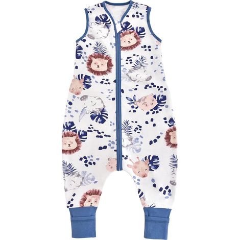 Baby-Sommerschlafsack 0,5 Tog – 100 % Baumwolle – mit Füßen – Löwenmuster – Größe 70 cm (80–90 cm)