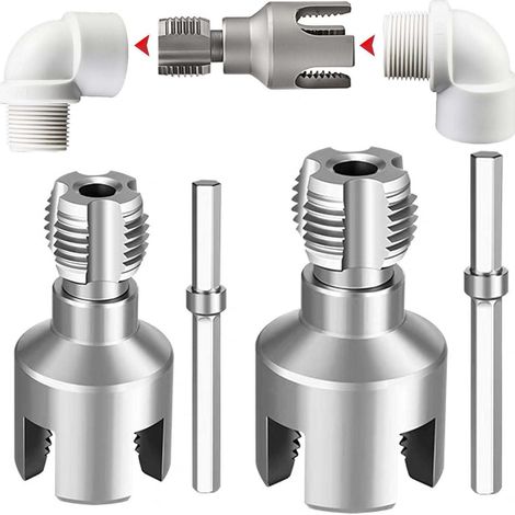 Utensile per filettatura tubi in PVC, 2 utensili per il taglio della filettatura tubi, macchina elettrica per filettatura tubi, kit per maschiatura tubi - Dispositivo di taglio esterno e interno per l