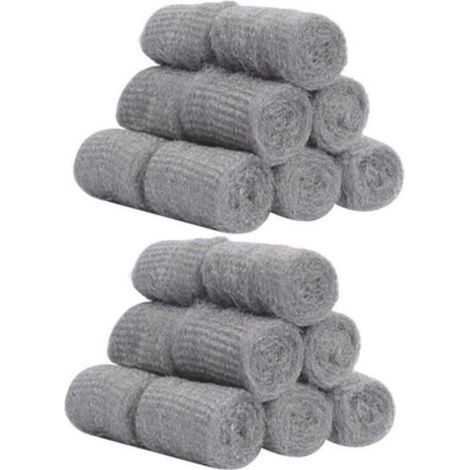 Tampon En Laine D'acier - 24 Pièces - Pour Nettoyage Casseroles Éviers Pommes De Douche - Non Rayant - Taille Compacte (1/4)