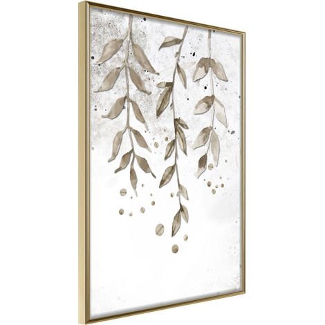 Affiche Murale Encadrée "Curtain of Leaves" 30 x 42 cm Or