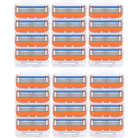 24 lames de rasoir, recharges pour Fusion 5, lames de rasoir pour hommes - Orange Nouvelle Version
