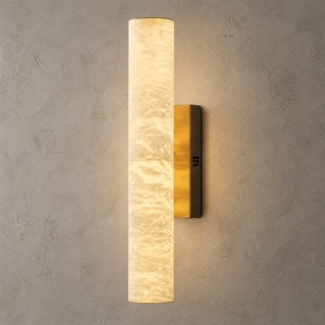 Applique murale LED en albâtre 12W – Intensité réglable 3000K – Design moderne pour salon, chambre, salle de bains – Platine laiton – Atfolix (1/5)