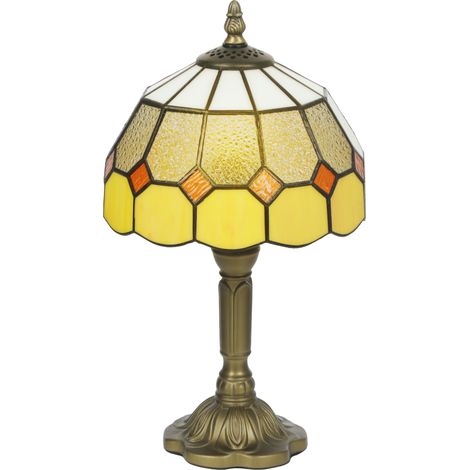 HOMCOM Tiffany-Style Table Lamp for Bedroom, Bulb not Included, Orange