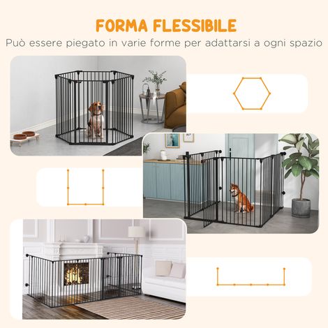 Barrière pliable pour chiens moyens et grands. avec double verrouillage. 6 panneaux en acier et plastique. barrière de sécurité intérieure. 123 x 102 x 100 cm. noire (1/5)