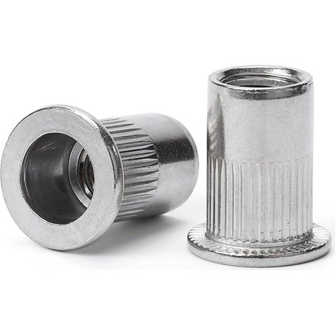 Lot de 30 écrous à sertir M10 – Insert fileté à tête plate en acier inoxydable 304 – Fixation robuste pour assemblage mécanique (1/5)