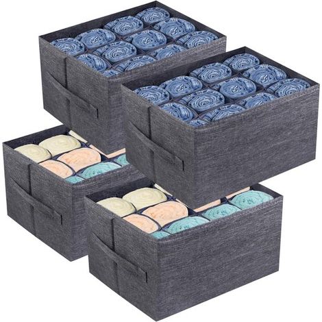 organizadores y cajas de almacenamiento para armarios y ropa: organizador de cajones con 12 compartimentos para jeans，suéteres y camisetas (1/5)