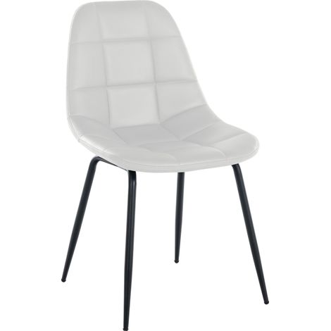Silla de comedor Tom en tela o polipiel Blanco Simil cuero (1/5)