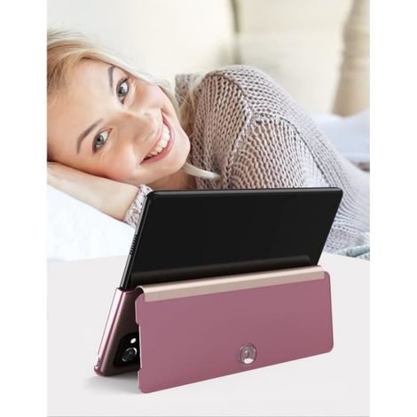 Coque Galaxy Z Fold 2 5G - Étui Flip Antichoc avec Verre Trempé - Support Miroir 360° - Fonction Clear View Translucide - 1 Pièce (1/4)