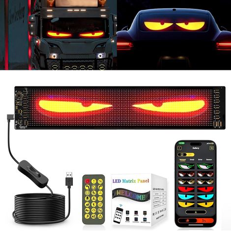 Yeux LED pour Camion, Lumières Devil Eyes pour Voiture, Écran LED Flexible et Programmable, Panneau Publicitaire pour Voiture, Camion, Magasin, Design DIY Dynamique (1pièce 12x59.5cm) (1/5)
