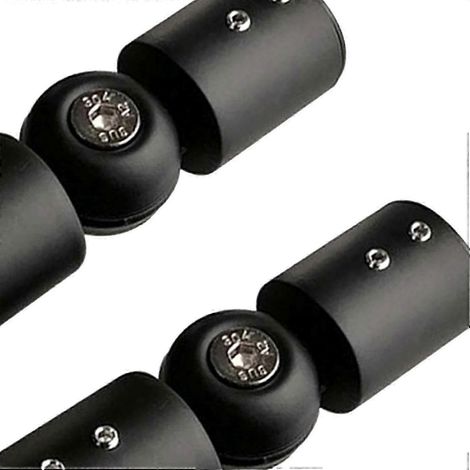 Raccord coudé réglable pour tringle à rideaux, compatible avec les fenêtres en baie, en acier inoxydable robuste, 25 mm, noir mat. (1/5)