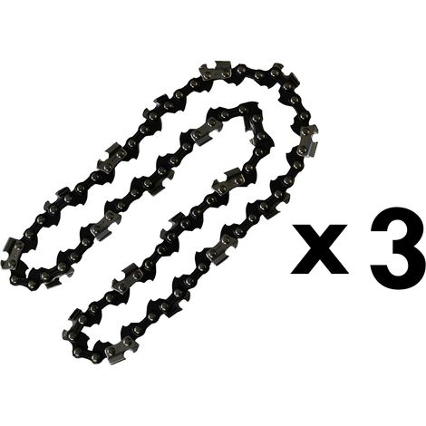 Gt Garden – Lot de 3 chaînes 40 maillons 3/8" pour tronçonneuse élagueuse – Largeur de jauge 1.3mm – Adaptées pour guide 10 pouces