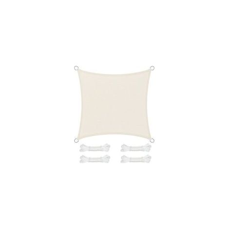 x 3 m Sonnensegel, Sonnenschutz aus HDPE-Gewebe, atmungsaktiv, wasserdurchlässig, für Terrasse, Garten, Balkon, Camping, quadratisch, konkav, beige (1/5)