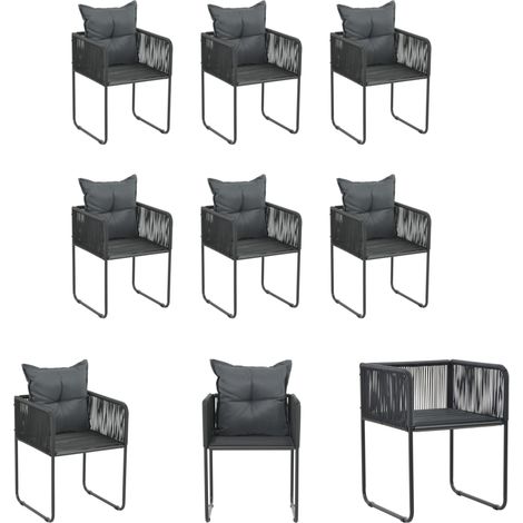 Rattanstühle - vidaXL Gartenstühle 6 Stk. mit Kissen Poly Rattan Schwarz - Gartenmöbel (1/5)