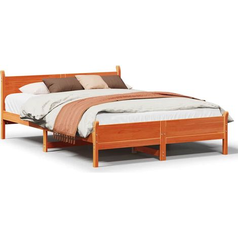 Maison Exclusive - Cama sin colchón madera maciza de pino marrón (1/5)