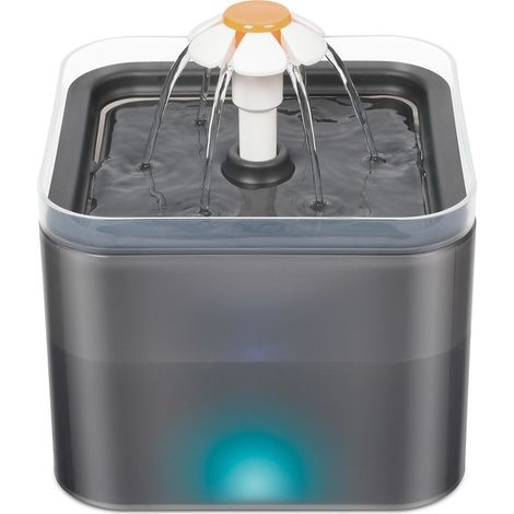 (Grau) 2-Liter-Katzenwasserspender, Katzentrinkbrunnen mit Aktivkohlefilter, superleiser Trinkbrunnen mit LED-Beleuchtung (1/5)