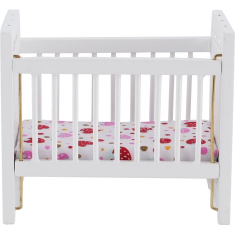 Modèle réduit de lit miniature pour maison de poupée à l'échelle 1:12 avec matelas, mobilier de simulation et accessoires pour maison de poupée (1/5)